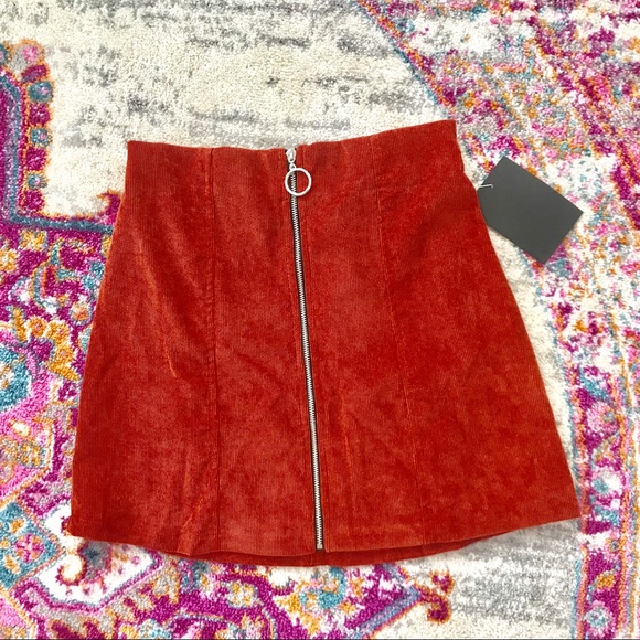 FALL ORANGE TIGHT ZIPPER SKIRT - Picture 4 of 5